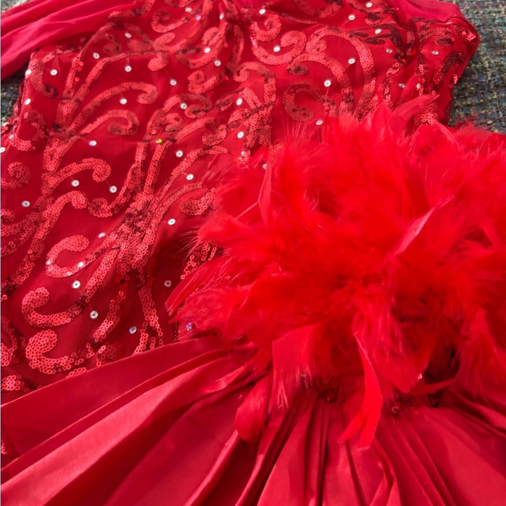 Weissman Matadora red sequin & feather bustle adult L ♥️ - Picture 5 of 6